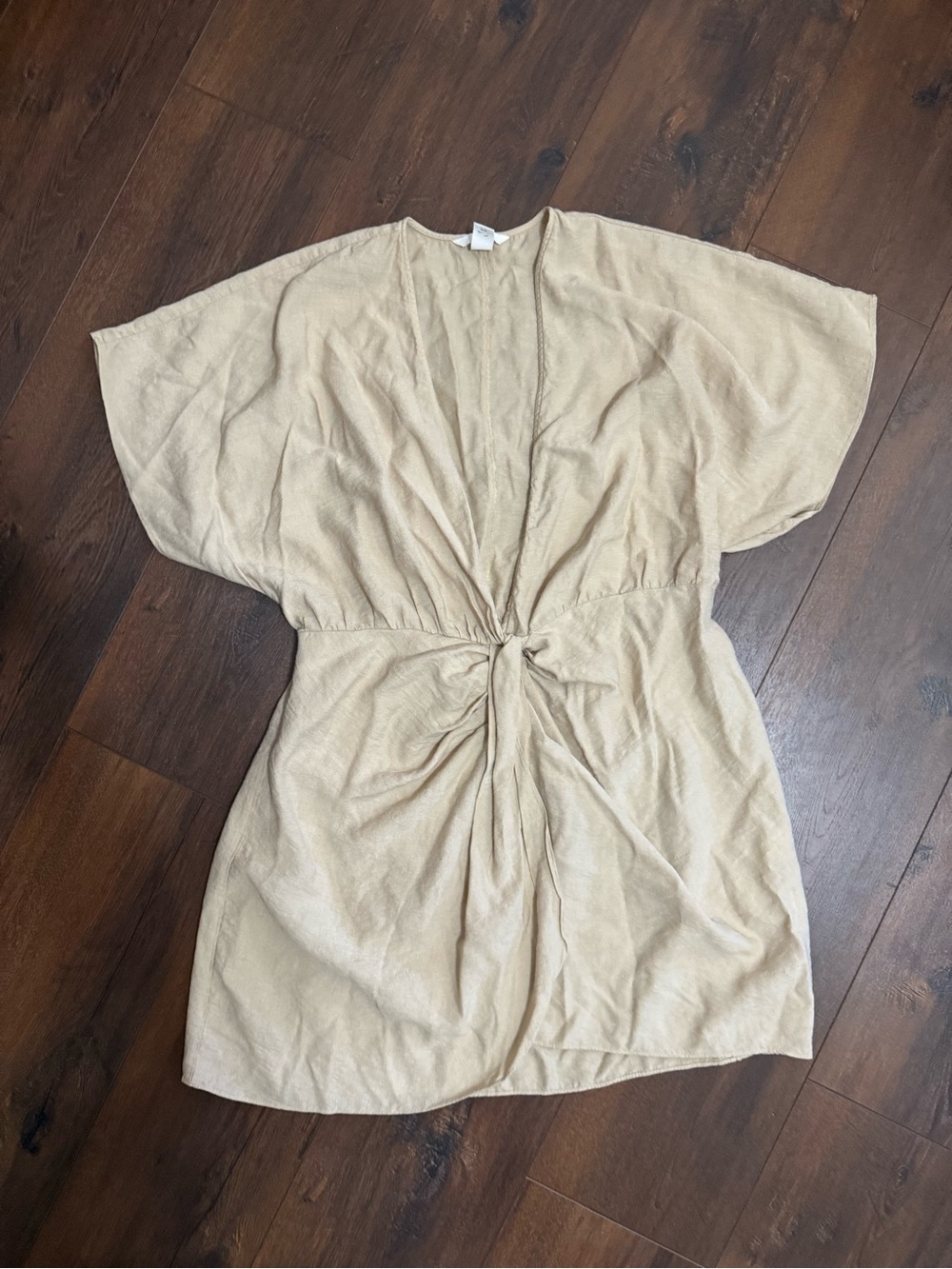 H&M Light Beige V-Neck/Draped Dress